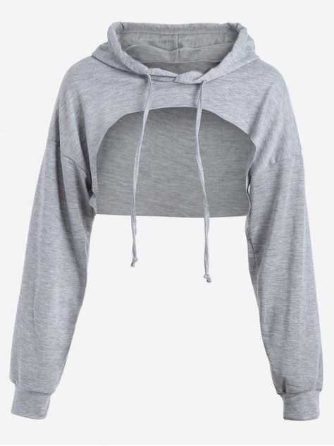 Gray Hoodies, Grey Cropped Hoodie, Crop Top Hoodie, Crop Hoodie, Crop Top Outfits, Pusheen, Girls Fashion Clothes, Drawstring Hoodie, Teenage Fashion Outfits