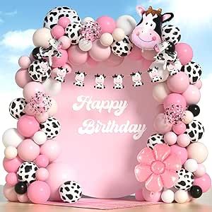 Cute Cow Balloons Arch for Cow Birthday Decorations White and Pink Cow Balloon Garland Different Sizes 5 12 18 In Balloons with Daisy Cow Print Balloons for Girls Farm Cow Birthday Party Decor Cow Print Balloons, Cow Balloons, Party Balloon Arch, Cow Birthday Party, Cow Birthday Parties, Balloon Wreath, Farm Animal Party, Ballon Party, Cow Birthday