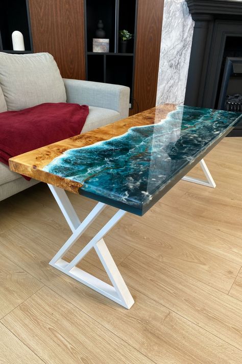 Luxury Home Living Room, River Tables, Resin Decor, Table Epoxy, Ocean Resin, Epoxy Table, Epoxy Resin Table, Resin Furniture, Epoxy Resin Crafts