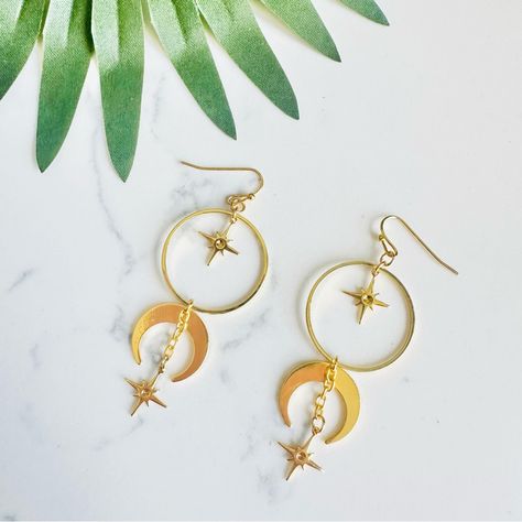 Gold Star Crescent Moon Hoop Dangle Earrings Moon Phases Bohemian Jewelry New Brand New See Pictures For Measurements! Zinc Alloy Material Even Prettier In Person, Perfect For Casual Or Special / Formal Occasions I Love To Bundle! Contact Me For Bundle Pricing Before Purchase. Inventory Bin 1 Rhinestone Bling Boho Cute Nature Stud Small Dainty Formal Wedding Birthday Party Gift Festival Spring Summer 2022 2023 Trends Trendy Casual Cute Statement Earrings Fashion Accessories New Fashion Cocktail Keshi Pearl Earrings, Coach Earrings, Rectangular Earrings, Hoop Dangle Earrings, Earrings Moon, Infinity Earrings, Cute Nature, Boho Fashion Bohemian, Retro Earring