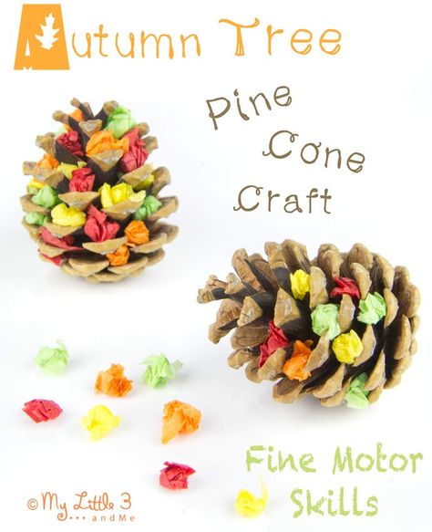 Autumn Tree Pine Cone Craft is a fun Autumn craft for kids that builds fine motor skills and can be adapted for all seasons too. Nature, Pine Cone Craft, Fall Crafts For Toddlers, Hedgehog Craft, Autumn Leaves Craft, Toilet Roll Craft, Fine Motor Activity, Cone Crafts, Kids Craft Room