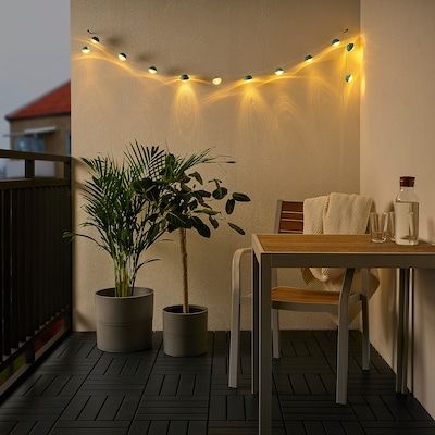 Fairy Lights Ikea, Lights Porch, Led Wall Decor, Led String Lights Outdoor, Outdoor Fairy Lights, Porch Balcony, Porch And Balcony, Light Chain, Ikea Family