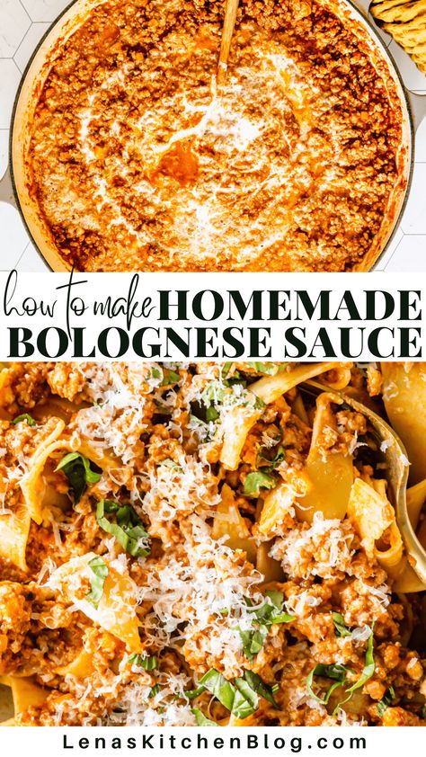 Bring Italy to your own home with a bowl of Pappardelle with Homemade Bolognese Sauce. Featuring a quicker-than-most bolognese sauce loaded with meat, tomatoes, and vegetables, this is a dreamy comfort food everyone is sure to love. Bolognese Sauce Authentic, Pappardelle Recipe, Best Bolognese Sauce, Homemade Bolognese Sauce, Homemade Bolognese, Bolognese Sauce Recipe, Pappardelle Pasta, Meat Sauce Recipes, Pasta Bolognese