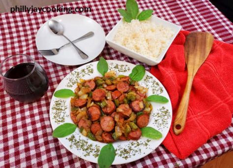 Baked Beans Recipe With Sausage, Jay Cooking, Kielbasa Recipe, Southern Baked Beans, Polska Kielbasa, Best Baked Beans, Sausage Rice, Sauteed Peppers And Onions, Beans And Sausage