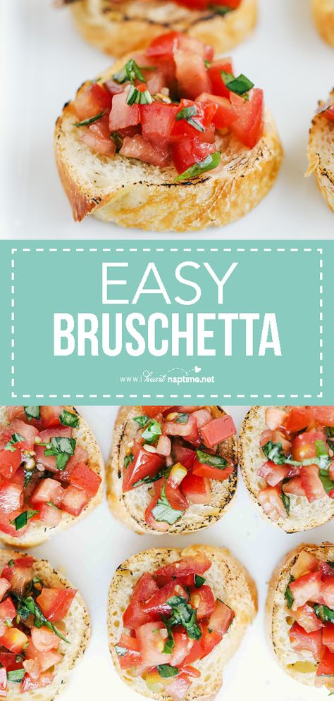 Toasted Baguette Slices, Easy Bruschetta Recipe, Homemade Bruschetta, Baguette Slices, Toasted Baguette, Baguette Recipe, Bruschetta Recipe, Sliced Baguette, So Delicious