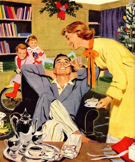 Feminism Art, Vintage Housewife, Retro Housewife, Christmas Ad, Mid Century Christmas, Bd Comics, Vintage Romance, Norman Rockwell, Vintage Life