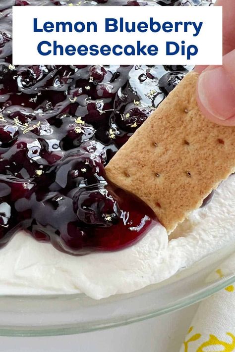 This delicious Lemon Blueberry Cheesecake Dip recipe is an easy no bake dessert dip perfect for summer. Made with cream cheese and a few simple ingredients this easy sweet treat is a great choice for any occasion! via @meamel Blueberry Cheesecake Dip, Cheesecake Dip Recipe, Dessert Dip Recipes, Baking Pies, Lemon Blueberry Cheesecake, Dessert Dip, Fruit Dips Recipes, Homemade Dips, Cheesecake Dip