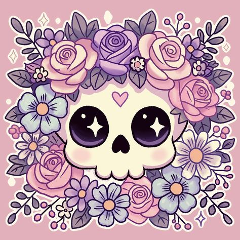 Pastel goth vibes, anyone? 🌸💀✨ This little cutie is here to remind us that spooky can be sweet too! Embracing that soft-yet-dark aesthetic with a flower crown twist. 🌷💖 #PastelGoth #SkullArt #CuteAndCreepy #PastelVibes #CartoonArt #FlowerCrown #SpookySweet #GothAesthetic #Illustration Spooky Pastel Aesthetic, Creepy Cute Aesthetic Pfp, Goth Kawaii Art, Journal 2025, Creepy Kawaii, Mini Sketchbook, Creepy Cute Aesthetic, Pastel Goth Aesthetic, Pastel Goth Art