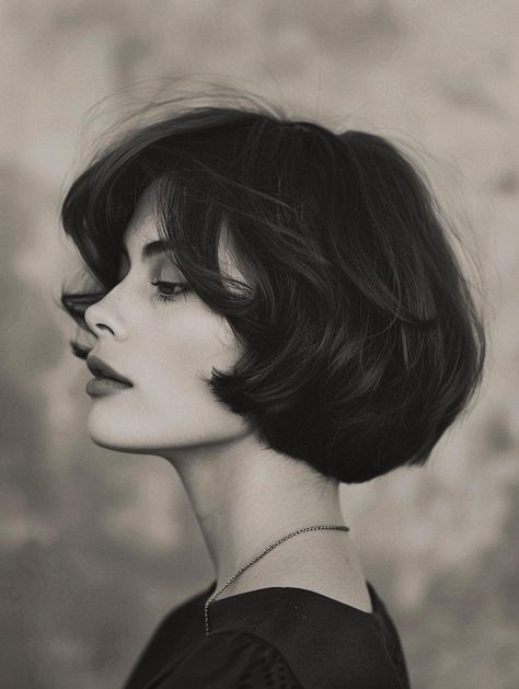 Master the Chic French Bob Haircut French Bob Side Bangs, Short Black Hair Round Face, French Bob Style, Short French Bob With Bangs, 20s Bob, French Bob With Fringe, Goth Haircuts, French Bob Haircut, Profile Reference