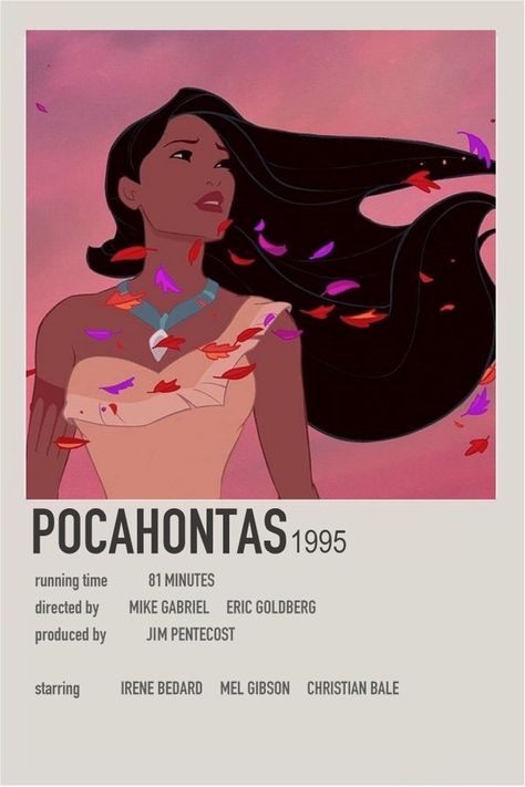 Pocahontas Pocahontas Movie Poster, Pink Movie Poster, Pocahontas Aesthetic, Pocahontas Poster, Pocahontas Movie, Old Disney Movies, Disney Movie Posters, New Disney Movies, Movie Card