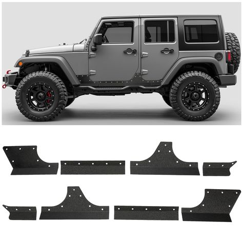 PRICES MAY VARY. Compatibility- Kojem door armor cladding skid plate compatible with 2007-2018 Jeep Wrangler JK 4 Doors Models. Please confirm if it matches your car before purchasing. Strong Protection- Door armor cladding is designed to prevent your vehicle’s rocker panels from nicks, dents, and scratches. Will be an impressive protector during offroad. High Quality- Conducted from heavy duty steel, Black powder coated surface for long-lasting durability. Scratch-resistant and wear-resistant. Rock Panel, Jeep Jku, Jeep Mods, Jeep Wrangler Jk, Wrangler Jk, Jeep Wrangler, Powder Coated, Sliders, Replacement Parts