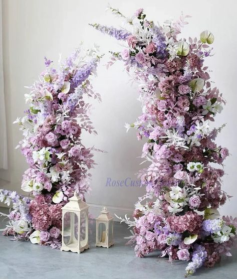 Floral Combinations, Lilac Wedding Themes, Whimsical Backdrop, Lilac Decor, Purple Flower Arrangements, Lavender Wedding Theme, Moodboard Wedding, Wisteria Wedding, Wedding Archway