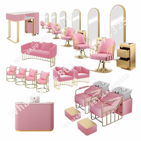 Beauty Bar Salon, Beauty Shop Decor, Pink Salon, Beauty Salon Interior Design, Nail Salon Interior, Beauty Room Salon, Esthetician Room Decor, Spa Room Decor, Beauty Salon Furniture