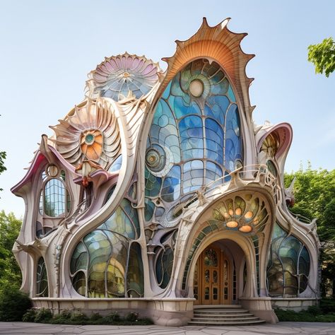 Dreamscape Architecture House, Cool Architecture Buildings, Modern Chinese Architecture, Fun Architecture, Gaudi Art, Intricate Architecture, Cool Architecture, Art Nouveau Arquitectura, Unusual Architecture