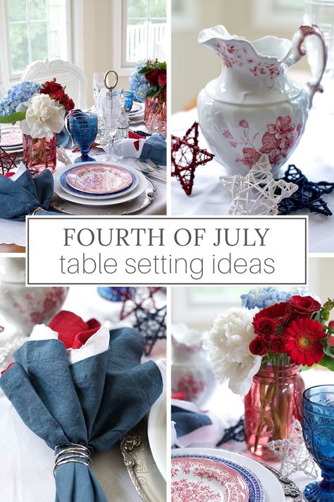 Looking for 4th of July decorations for the table? This champagne brunch tablescape in red white & blue has elegant decorations for a patriotic party. Aesthetic Decoration Ideas, Modern French Farmhouse Decor, French Table Setting, Country Table Settings, Brunch Tablescape, French Farmhouse Table, Summer Table Settings, Summer Tablescapes, Parisian Decor