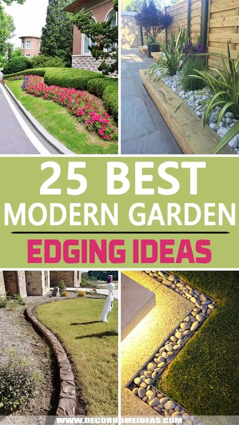 Garden Ideas Along Fence Line, Garden Edging Ideas Cheap, Lawn Borders, Garden Border Edging, Patio Edging, Brick Garden Edging, Garden Edging Ideas, Landscape Borders, Modern Front Yard