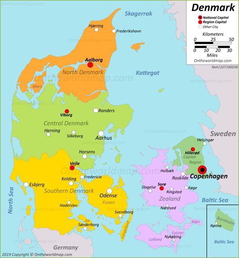 Map of Denmark Map Of Denmark, Copenhagen Map, Odense Denmark, Denmark Map, Kingdom Of Denmark, Map Template, Denmark Travel, Geography Lessons, Concept Art World