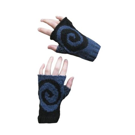 black and blue spiraled fingerless gloves on pale hands Alt Fingerless Gloves, Blue Gloves Fingerless, Cool Fingerless Gloves, Grunge Fingerless Gloves, Spiral Aesthetic Clothes, Gloves Png Aesthetic, Y2k Fingerless Gloves, Blue Grunge Clothes, Black Gloves Png