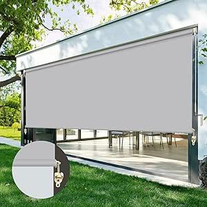 Privacy Screen For Deck, Privacy Screen Deck, Cordless Roller Shade, Gazebo Decorations, Patio Blinds, Light Grey Fabric, Blackout Shades, Porch Balcony, Deck Porch