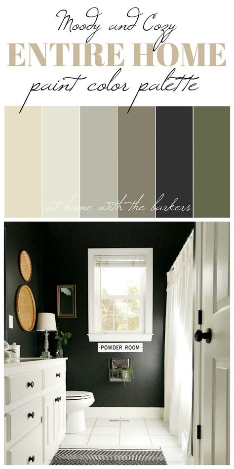 Our entire home paint color palette - At Home With The Barkers Home Paint Color Palette, Home Paint Color, Home Paint, Black Color Palette, House Color Palettes, Interior Color Schemes, Karim Rashid, Paint Color Schemes, Peaceful Home