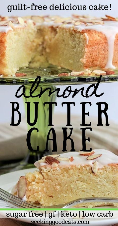 Almond Butter Cake, Sugar Free Cake Recipes, Almond Glaze, Keto Cakes, Almond Cake Recipe, Sugar Free Cake, Low Carb Cake, Butter Cake Recipe, Danish Pastry