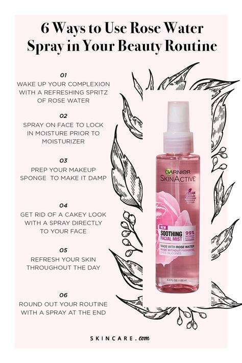 To set the refresh button on your skin just as the weather starts to cool down, you’ll want to reach for a rose water facial mist—specifically Garnier’s Soothing Facial Mist with Rose Water. The formula, with rose water, can lightly hydrate the skin leaving it feeling soothed and refreshed. Water Spray, Make Up Spray, Rose Water Spray, Esthetician Room, Glow Skin, Facial Mist, Water Can, Face Mist, Skin Skincare