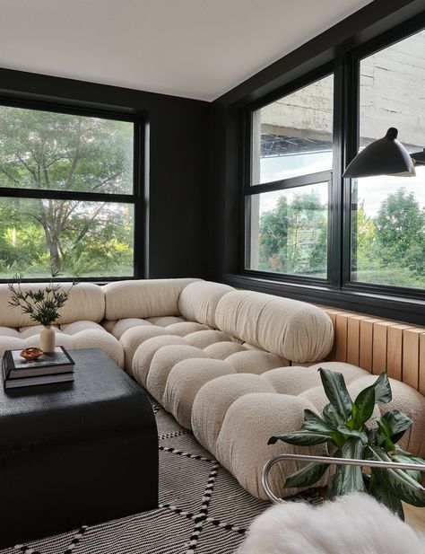 Curated Loft Interior Design, Lulu And Georgia Living Room, Brooklyn Home, Sofa Sets, Lulu And Georgia, Living Room Inspo, Large Windows, Living Room Inspiration, Living Design