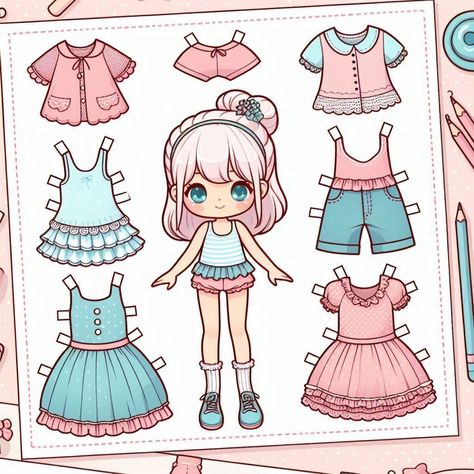 Image Creator Molde, Free Printable Paper Dolls, Paper Dolls Printable, Cute Hairstyles For Short Hair, Paper Doll, Anime Kawaii, Pretend Play, Animated Gifs, Images Photos