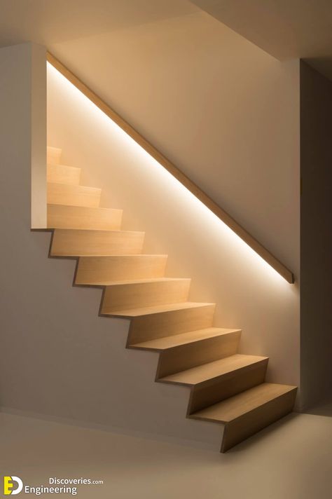 Top 50 Stair Lighting Ideas For Your Home - Engineering Discoveries سلالم حلزونية, درابزين السلم, Staircase Lighting Ideas, Stairs Lighting, درج السلم, Stairway Lighting, Diy Staircase, Home Lighting Design, Stairway Design