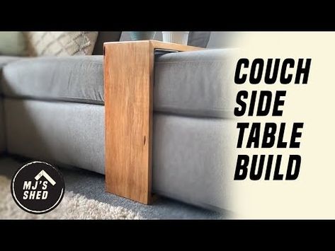 COUCH SIDE TABLE BUILD - YouTube Over The Arm Couch Table Diy, Diy Side Table For Couch, Diy Couch End Table, C Tables For Couch Diy, Diy C Table How To Build, Diy Couch Side Table, Couch Side Table Diy, Sofa Side Table Diy, Diy Couch Table