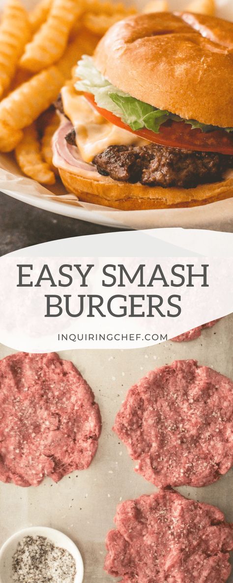 Smash Burgers Smashed Beef Burger, Smash Burger Air Fryer, Oven Smash Burgers, Skillet Smash Burgers, Easy Smash Burgers, Air Fryer Smash Burgers, Gluten Free Burgers, Healthy Smash Burger, Homemade Smash Burgers