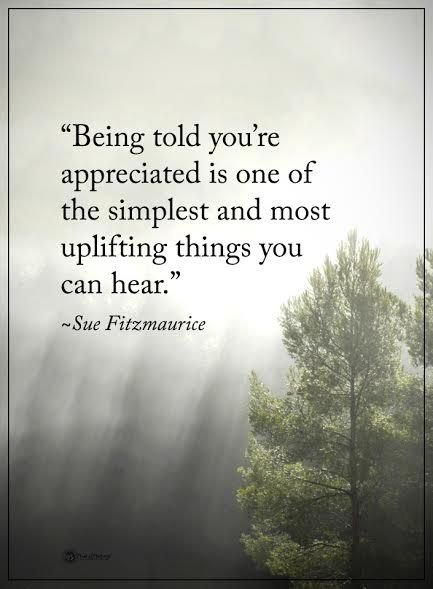 "Being told you're appreciated is one of the simplest and most uplifting things you can hear." - Sue Fitzmaurice ~ETS  #positivevibes #appreciation #uplift Appreciated Quotes, Daily Quotes Positive, Appreciation Quotes, Power Of Positivity, A Quote, Famous Quotes, Positive Thoughts, Daily Quotes, Healthy Relationships