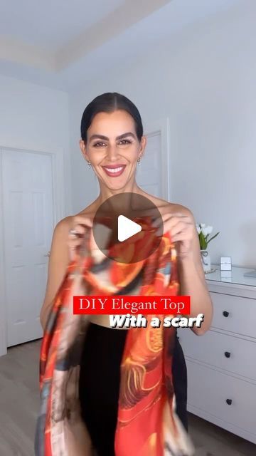 Doranellys Patton on Instagram: "DIY🧣| Comment "TOP" and I'II send you a message right away with all the details. IG will only allow you to receive the message if you follow me. 📍Save and follow for more! A simple way to wear your scarf as a top!  Scarf size is 70” x 35”   •Outfit will and details be in my “October” highlights.  And in my @shop.ltk ( @doranellyspatton).    💖If you loved this video turn on Reels Notifications, so you don’t miss any of my reels.  🚫Do not repost my videos content or posts without my consent©️  #fashionhacks #howtotieascarf #stylingtipps #scarfstyle #scarfs #fashiontips #scarfseason #stylehacks #winteroutfits #reuserecycle #winterscarf #diyvideos #doranellyspatton #scarvesfordays #diy #reelsfashion #hacks" Tops From Scarves Diy, Scarf As A Shirt Tutorials, Using Scarf As Top, Make Scarf Into Top, Tied Scarf Top, Hair Scarf Outfit Ideas, Silk Scarf As Top, Ways To Wear A Scarf In Summer, How To Wear A Headscarf