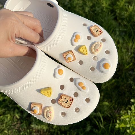 Faster shipping. Better service Crocs Charms, Diy Sandals, Breakfast Eggs, Cartoon Shoes, Personalized Shoes, Flower Shoes, Croc Charms, Decorated Shoes, Egg Yolk