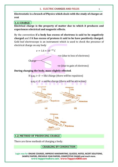 Electric Charges; Conservation of charge, Coulomb’s law-force between two point charges, forces between multiple charges; superposition principle and continuous charge distribution.   Electric field, electric field due to a point charge, electric field lines, electric dipole, electric field due to a dipole, torque on a dipole in uniform electric field.  Electric flux, statement of Gauss’s theorem and its applications to find field due to infinitely long straight wire, uniformly charged infinite Electric Charges And Fields, Class 9 Notes, Electric Charge, Physics Notes, Properties Of Matter, Govt Job, Revision Notes, Electric Field, Online Quizzes