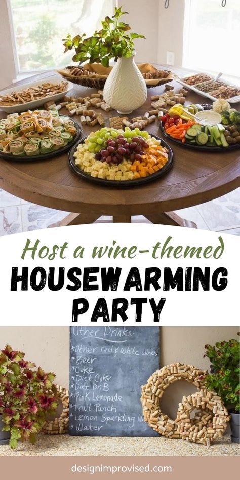 Host a wine-themed housewarming party with these simple ideas for food menu and drinks. Housewarming Menu Ideas, Winery Birthday Party Ideas, Housewarming Party Food Ideas, Housewarming Party Ideas, Housewarming Party Food, Housewarming Party Themes, Housewarming Food, Wine Themed Decor, Wine Tasting Card