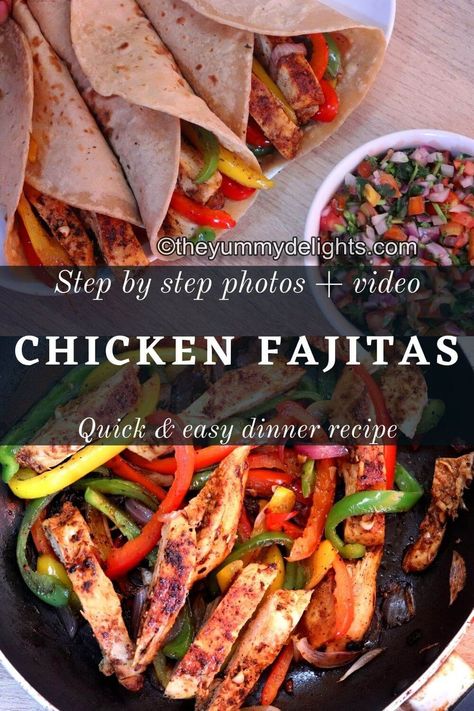 Chicken fajitas recipe with srep bys tep photos & a recipe video. Quick & easy chicken recipe for dinner that you can make within 30-minutes. Skillet Chicken Fajitas Easy, Authentic Chicken Fajita Recipe, Cast Iron Skillet Fajitas Chicken, Easy Chicken Fajita Recipe Skillet, Quick And Easy Chicken Fajita Recipe, Chicken Fajitas Recipe, Easy Chicken Fajitas, Chicken Recipes Easy Quick, Pan Chicken Recipes