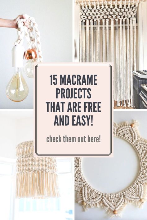 Check out this list of free macrame projects that you can easily DIY to update your space or for some great gift ideas. We've got links to the tutorials that will give you complete supply lists, along with photos and tutorials on how to make these projects. From beginner to advanced we're sharing something for everyone. WildflowersAndWanderlust.com Macrame Wall Hanging Pattern Free, Macrame Tutorial Beginner, Macrame Plant Hanger Tutorial, Free Macrame Patterns, Macrame Tutorials, Macrame Knots Tutorial, Makramee Diy, Macrame Supplies, Macrame Knots Pattern