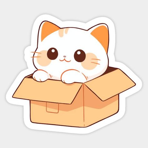 Cute Cat In A Box Sticker Sticker #sticker Stickers #stickers freesticker #freesticker freestickers #freestickers free download sticker #freedownloadsticker 7.30 Cute Preppy Stickers, Drawing For Stickers, Cute Sticker Ideas To Draw, Sticker Ideas Cute, Cat Cute Sticker, Cute Cats Drawing, Cute Water Bottle Stickers, Cute Animals Stickers, Cute Kawaii Stickers