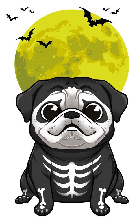 Halloween Magic: Pug Under the Moon's Enchanting Glow 🎃🌕 Step into the whimsical world where a pug and the moon create a spellbinding Halloween scene! #HalloweenMagic #EnchantingGlow #PugAndMoon Halloween Pug, Pug Illustration, Halloween Merchandise, Spooky Night, Halloween Adventure, Pug Art, Halloween T Shirts, Halloween Scene, A Pug