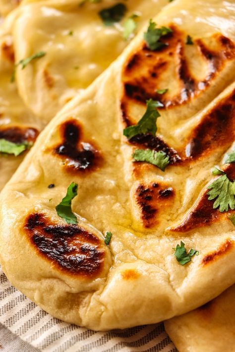 Naan Garlic Cheese Bread, Garlic Butter Naan Bread, Indigo Nili Butter Bread, Dough Ingredients, Large Bowl, Naan, Rolling Pin, Sweet Savory, Scones