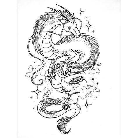 Haku dragon from Spirited Away by @nore.a.rt on Instagram Tatuaje Studio Ghibli, Haku Dragon, Studio Ghibli Tattoo, Dragons Tattoo, Tattoo Dotwork, Ghibli Tattoo, Chihiro Y Haku, Kunst Tattoos, Arte Doodle