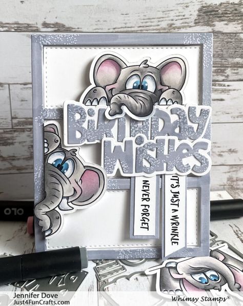 It’s Just A Wrinkle Whimsy Stamps Cards, Whimsey Stamps, Rhino Ready, Elephant Cards, Deco Foil, Stamps Collection, Teddy Toys, Whimsy Stamps, Halloween Digital