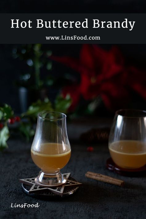 Hot Buttered Brandy, with hints of vanilla, the perfect winter drink to warm away all those chills, and made in 5 minutes! #brandy, #drinks, #cocktails, #linsfood Vanilla Brandy Cocktails, Brandy Hot Toddy Recipe, Hot Brandy Drinks, Cocktails With Brandy, Brandy Recipes Food, Brandy Drink Recipes, Homemade Brandy, Brandy Drinks, Brandy Drink