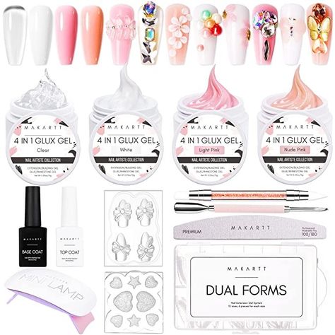 Makartt Solid Builder Nail Gel Kit for Nail Extension,All in One Hard Gel Nail Kit with Gel Base Top Coat UV LED Nail Lamp Nail File Dual Forms Gel Picker Cuticle Pusher Silicone Molds Sculpting Brush Monomer Liquid, Peeling Nails, Hard Gel Nails, Nail Pen, Solid Texture, Soft Gel Nails, Gel Glue, Nails Now, Gel Nail Kit