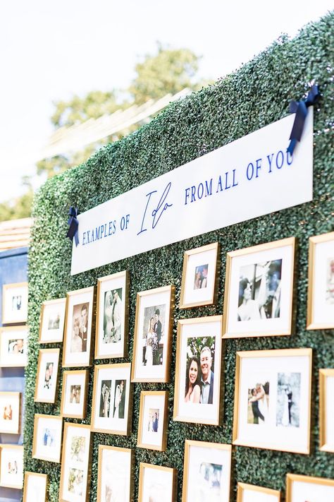 Our Story Picture Wall Wedding, Photo Collage Wall Wedding, Weddings Through The Years Display, Love That Built Us Wedding, Wedding Photo Station Backdrop, Wedding Picture Board Display, Wedding Memory Wall, Photo Wall At Weddings, Picture Wall For Wedding