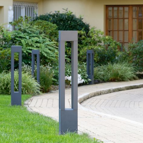 Bollards Pathways Garden, Industrial Led Lighting, Outdoor Post Light, Stone Lamp, Led Garden Lights, Concrete Table, Light Pole, Precast Concrete, Floor Light