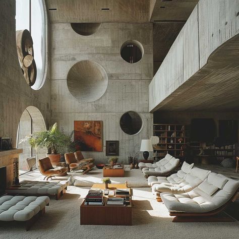 Brutalist Office Interior, Minimalist Brutalist Interior, Brutalist Maximalism, Brutalist Home Interior, Brutalist Interior Bedroom, Japandi Brutalist, Brutalist Architecture House, Eco Brutalism Interior, Brutalism Architecture Interior