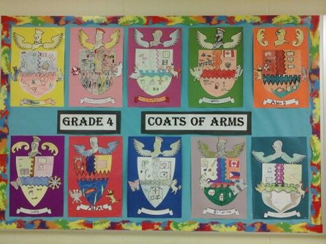 Social Science - Medieval Times Coat of Arms Middle Ages Bulletin Board, Medieval Classroom Decor, Medieval Bulletin Board Ideas, Medieval Classroom, Medieval Theme, Medieval Decor, 5th Grade Social Studies, Medieval England, Medieval Ages