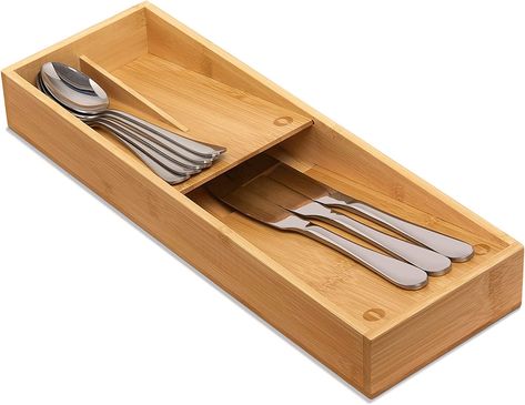 Bamboo Silverware Drawer Organizer, Kitchen Cutlery Tray,Utensil Holder for Spoons, Forks, Knives in Kitchen Knife Drawer Storage, Kitchen Silverware, Bamboo Silverware, Knife Drawer, Silverware Organizer, Silverware Drawer Organizer, Bamboo Flatware, Silverware Drawer, Utensil Tray